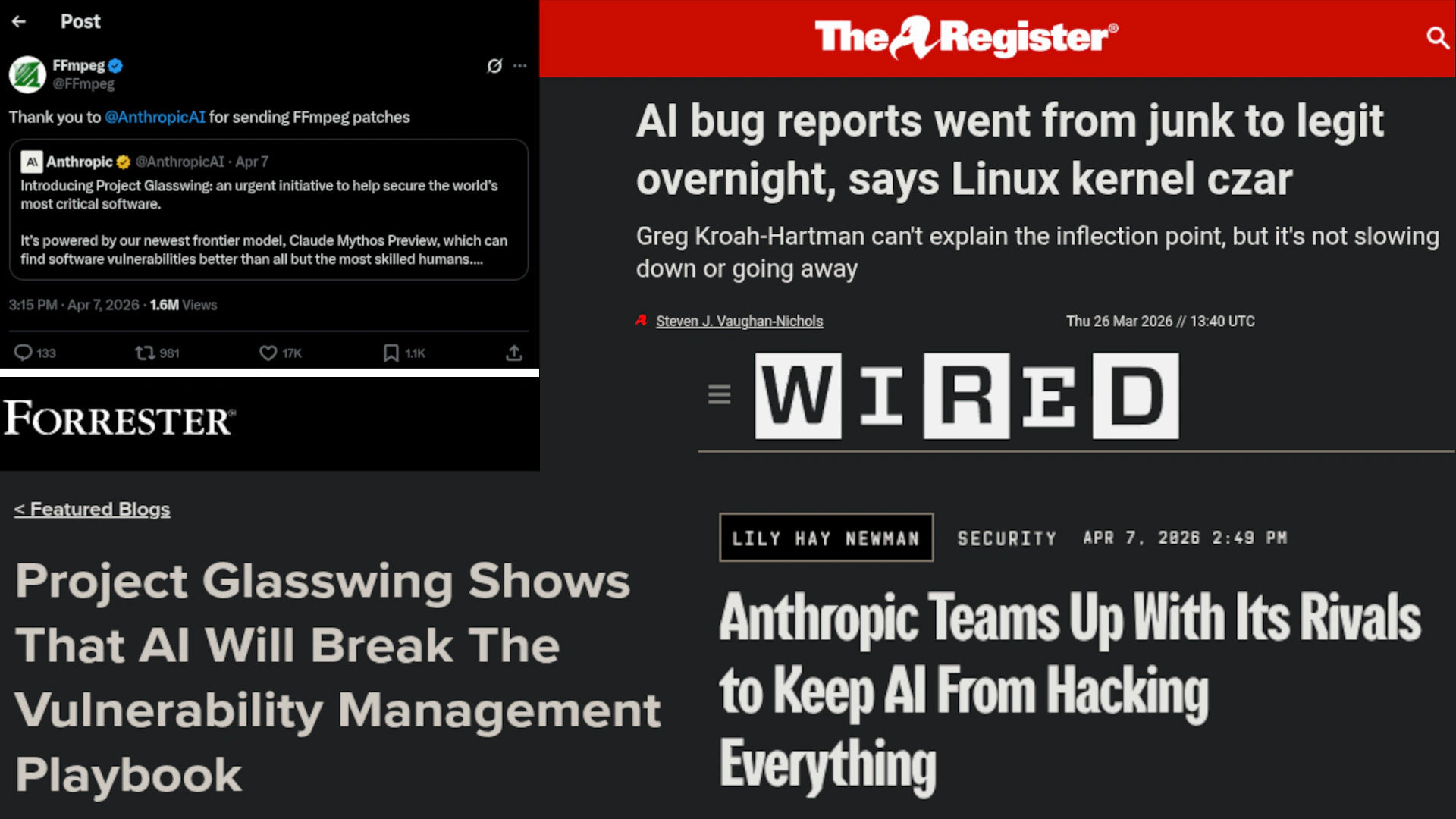 Collage of Project Glasswing news headlines.